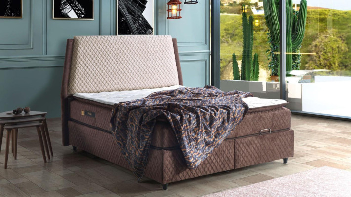 Gulta dizains Gultas Luksusa gultas Polster Gulvājs Mēbeles Boxspring Brūna