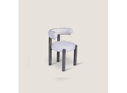 Dizainera baltā krēsla ēdamistabas krēsli apdares audums tekstils vienvietīgs metāla kājiņas