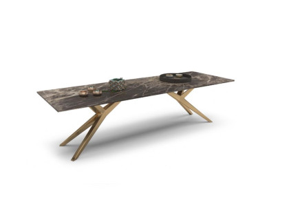 Luksusains nerūsējošā tērauda ēdamistabas galds ar elegantiem marmora galda virsmām - jauns