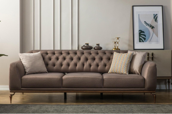 Beža Chesterfield dzīvojamā istabas dīvāngarnitūra 3+1 sēdvietu iekārtas luxurycouch jauns