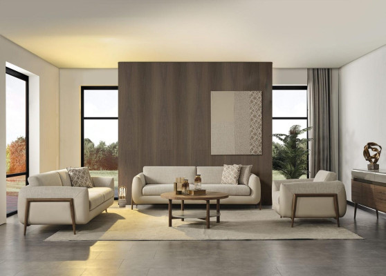 Pilna mīkstās mēbelēm esoša dīvāna komplekts gultas dīvāns komplekts beža audums auduma dīvāns