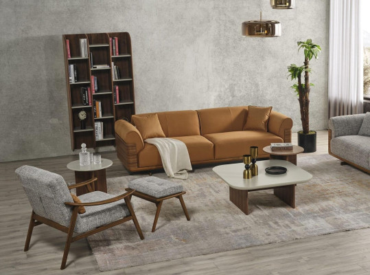 Sofas komplekts ar polsterētu dīvānu brūns trīs vietu krēsls moderns 3 gab.