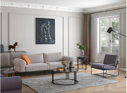 Sofas komplekts Tapētu dīvāns Nogriez grīdas dīvāni Pelēks auduma dīvāns