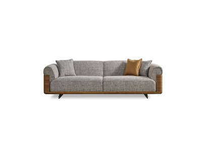 Trijvietīga sofa 3-vietīga mīkstā sofa pelēkā krāsā audums poliesters mūsdienīga.