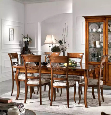 Ēdamgalds 6x krēsli ēdamistaba ēdienkopa koksnes sideboard 9 gab. komplekts