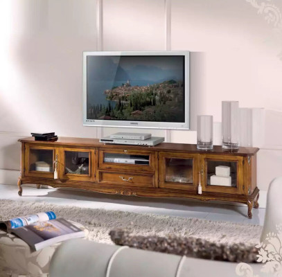 Izklaidzes mebeles Klasiska stila koka ekskluzīvā TV stenda zemas skapja platbedošanas.