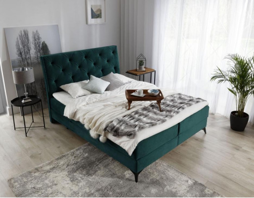 Luxus Boxspring gultas veļa Viesnīca Zaļa Gultu guļamistabas mēbeles dizains Samts Jauns