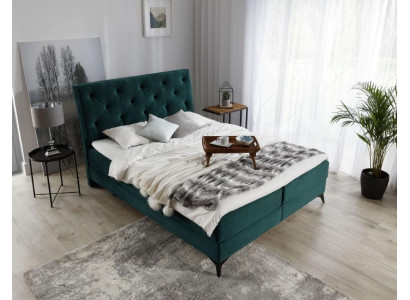 Luxus Boxspring gultas veļa Viesnīca Zaļa Gultu guļamistabas mēbeles dizains Samts Jauns