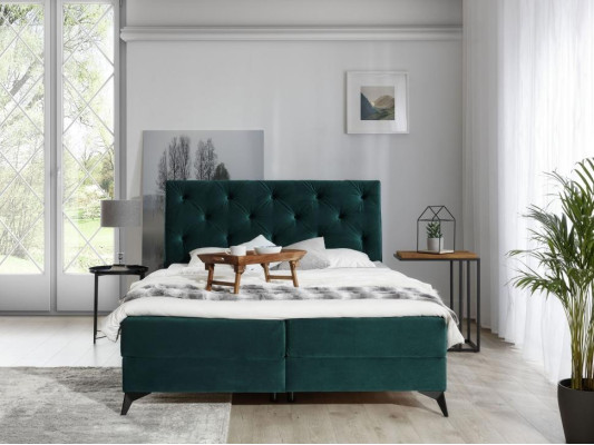 Luxus Boxspring gultas veļa Viesnīca Zaļa Gultu guļamistabas mēbeles dizains Samts Jauns