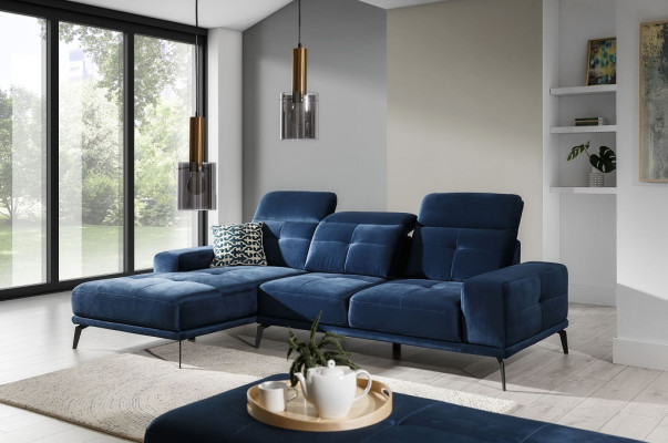 Dizainera dīvāns Dīvāns Stūri Textile Polster Garnitur Wohnlandschaft L-Form Blaue