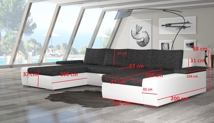 XXL Lielais guļamo dīvāns atpūtas istaba stūra dīvāna komplekts Polster Couch tīrīšanas komplekts