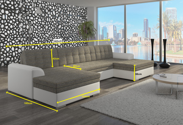 Mūsdienīgs dizains Stūraiņu sofa Vento gulta funkcija Dīvāns Āda Polster Tekstil Sofa