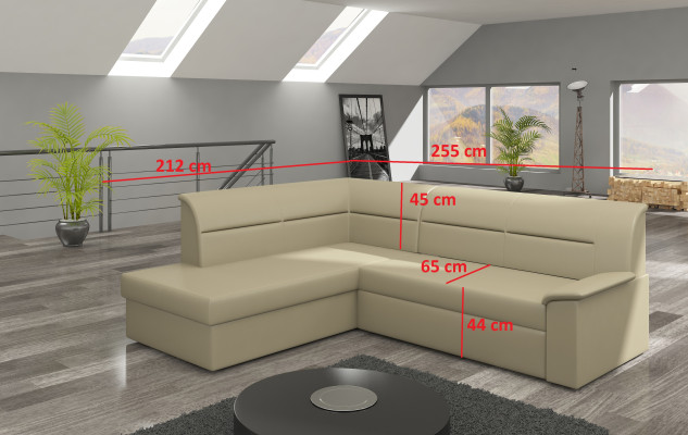 Dizain apgaļsofa Elano L-formas gultiņa funkcija Dīvāns āda tekstils Dīvāni