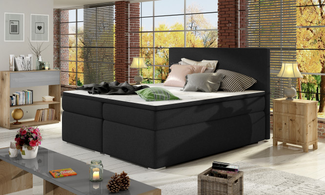 Ādas gultas komplekts Boxspring gultai ar matraci un virskārtu