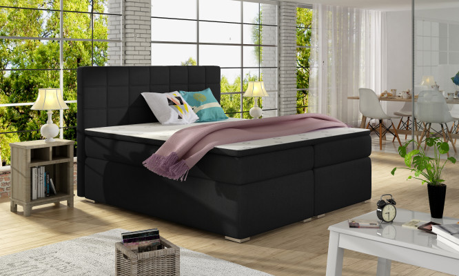 Boxspring 180x200cm gulta Gultas viesnīca Āda Komplektēta gultas kaste Aizsargsvirsmiņa