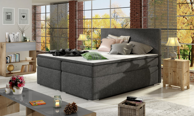 Ādas gultas komplekts Boxspring gultai ar matraci un virskārtu