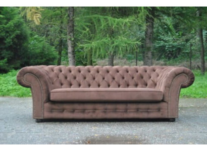 Sofa 3 sēdētāji Audums Dizaina dīvāns Polster Sofas Tekstils Modern Chesterfield Beige