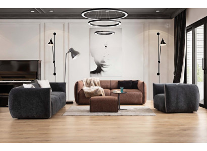 Sofas komplekts ar 4+3+1 sēdvietām, mēbelu komplekts, kopplaiks 3 gabalus, jauns