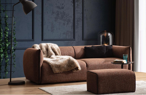 Luksusa dīvāns 4+1 mēbeļu dīvāns dīvāni dīvāngarnitūra 2-daļīga. Dīvāngarnitūra brūna.