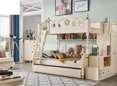 Viesnīcas gulta Dubultais divstāva augstā gulta bērnu gultas koka klasiskās mēbeles istaba