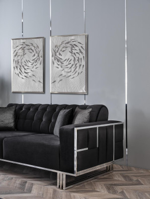 Trīsvietīgs dīvāns gultas sofa mēbeles iekārtojums dīvāni melns apdare