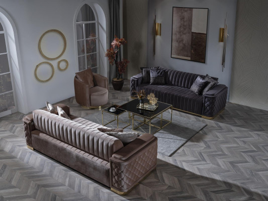 Chesterfield Dīvāngarnitūras dīvāns polster Set 3 gabali Dīvāns Dīvāns Samts