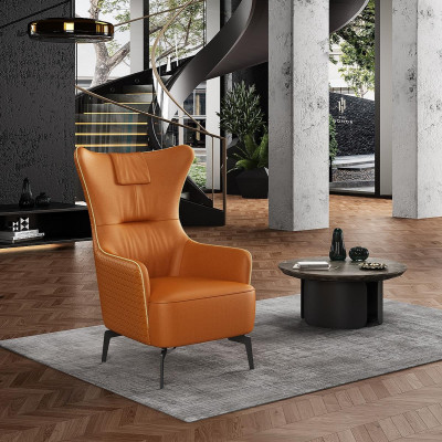 Oranžs krēsls ādas krēsls 76 x 80 cm vienvietīgs luksus dizaina mēbele