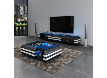Sideboard ādas rtv apgaismoti dzīvojamās istabas mēbeles dizainera zema galds