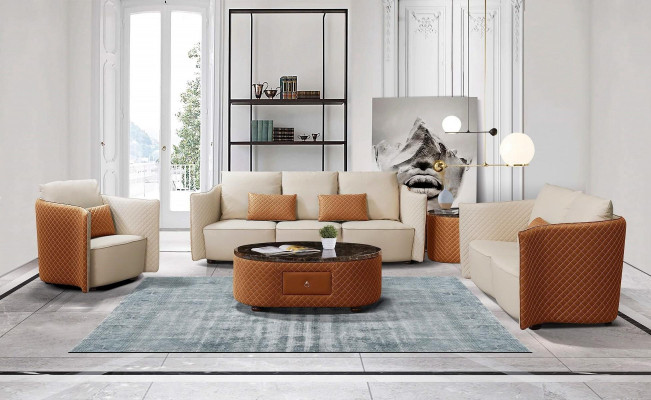 Trīsvietīga itāļu stila sofa 3-vietīga moderna ādas sofa dīvāns