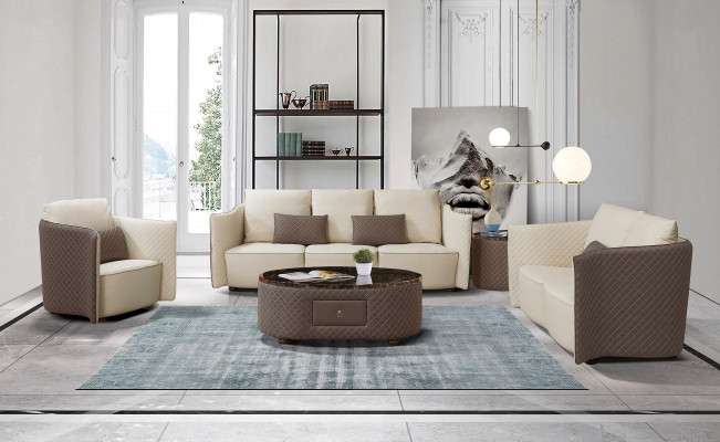 Trīsvietīga itāļu stila sofa 3-vietīga moderna ādas sofa dīvāns