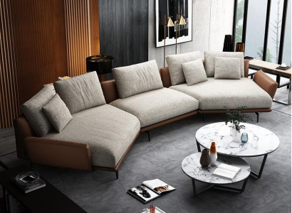 Stūra dīvāns U formā, audums, mājīga dizaina dīvāngarnitūra, moderns dīvāns Trapeca veidolā, jauns.