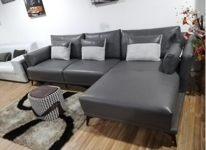 Stūris stūrgalda L-formas dzīvojamā zona dīvāns diivanu komplekts audums āda dīvāni