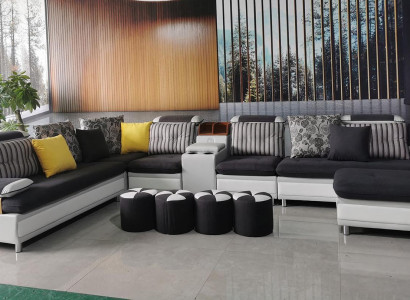 Stūrsofa U-formas dzīvojamo telpu kanapju dīvānu stūra komplekts auduma dīvāns jauns.