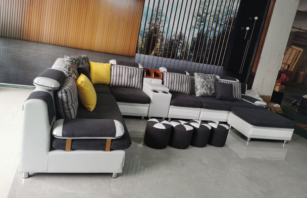 Stūrsofa U-formas dzīvojamo telpu kanapju dīvānu stūra komplekts auduma dīvāns jauns.