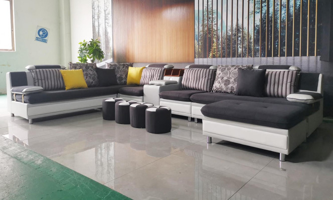 Stūrsofa U-formas dzīvojamo telpu kanapju dīvānu stūra komplekts auduma dīvāns jauns.