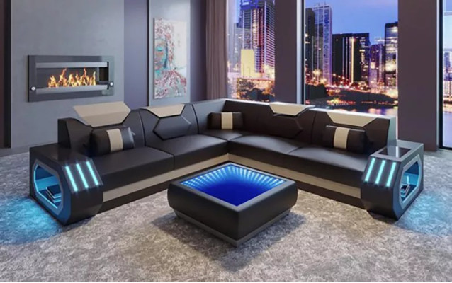 Stūra ādas mēbelēs dizains dzīvojamā istaba stūra dīvāns dīvāns sofa L forma mītnei