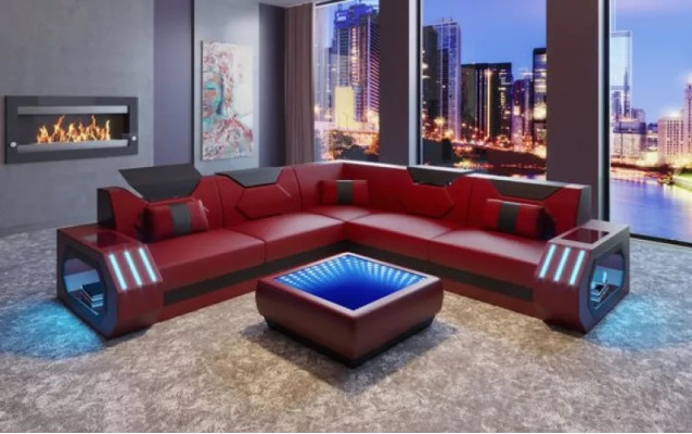 Stūra ādas mēbelēs dizains dzīvojamā istaba stūra dīvāns dīvāns sofa L forma mītnei