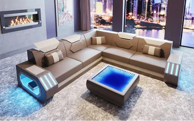 Stūra ādas mēbelēs dizains dzīvojamā istaba stūra dīvāns dīvāns sofa L forma mītnei