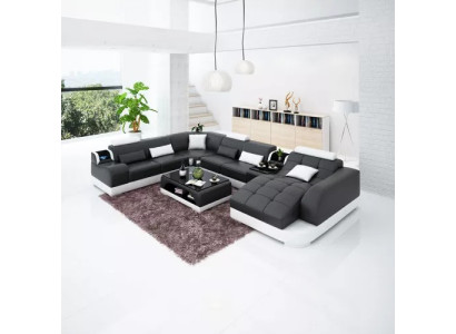 Dzīvojamā istaba Dizaina Stūra Sofa Mēbeles Moderns Stūra Dīvāns Ādas Pārklājums Dīvāns