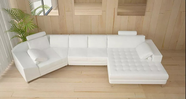 Mūsdienīgs stūra dīvāns U formas ādas dīvāns stūra sofa ar pārklājumu dizainera dīvāns.