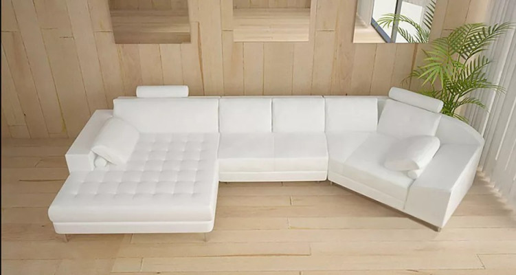 Mūsdienīgs stūra dīvāns U formas ādas dīvāns stūra sofa ar pārklājumu dizainera dīvāns.