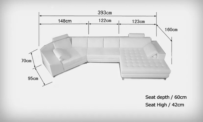 Mūsdienīgs stūra dīvāns U formas ādas dīvāns stūra sofa ar pārklājumu dizainera dīvāns.