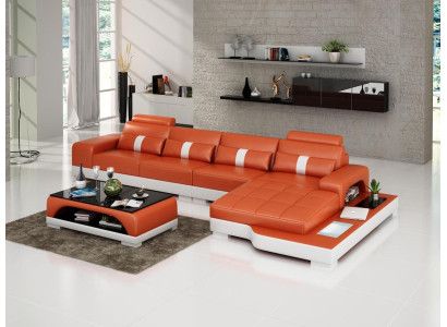 Ādas dīvāns L-formas dīvāns Dzīvojamā istaba stūra dīvāns komplektēt moderns dīvāns usb jauns