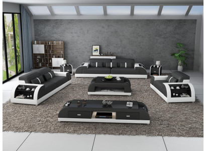 Sofas komplekts 3 2 1 sēdvietu - dīvāns polster Couch leather relax dzīvojamo istabu komplekts jauns