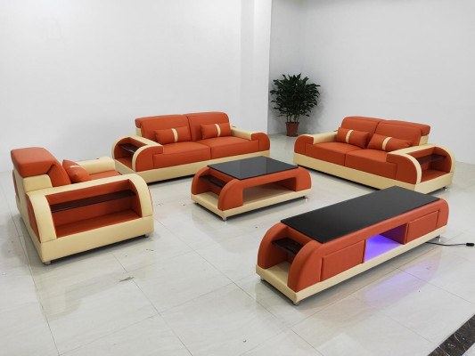 Dizaina dīvāngarnitūra 3 2 1 sēdvietas, galdiņš komplektā 4 gab.Wohnzimmer Set ar USB pieslēgvietai.