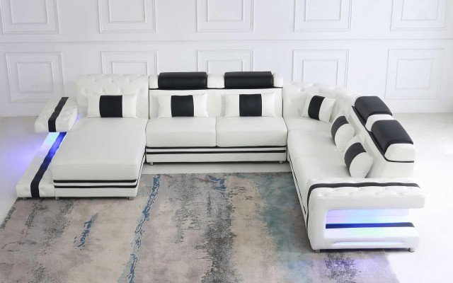 Ecksofa Sofa U Form Couch Polster Designer Leder Big Ledersofa Wohnlandschaft Stūra dīvāns Dīvāns U formas Dīvāns Polster Dizainera Ādas Lielais Ādas dīvāns Dzīvojamā zona