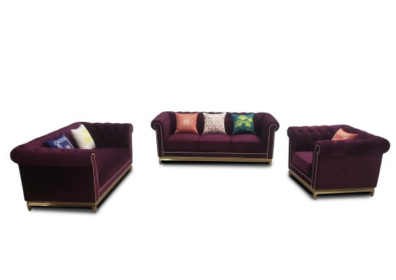 Sēdekļu komplekts 3+2+1 vieta Mēbeles Polster Tekstils Āda Moderns Chesterfield dizains