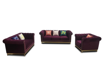 Sēdekļu komplekts 3+2+1 vieta Mēbeles Polster Tekstils Āda Moderns Chesterfield dizains