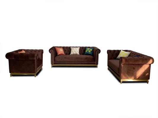 Sēdekļu komplekts 3+2+1 vieta Mēbeles Polster Tekstils Āda Moderns Chesterfield dizains