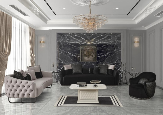 Krēsla vienvietīgs melns luksusa dizains, moderns elegantais apdare audums jauns.